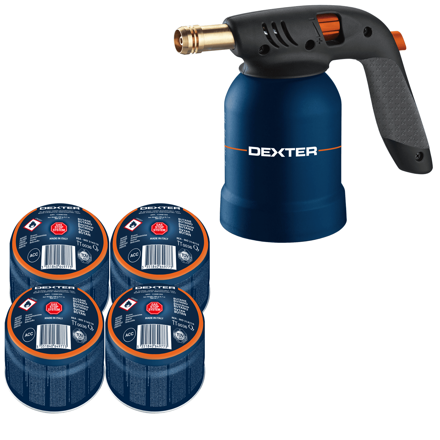 Bricocenter DEXTER OPEN FLAME WELDER + 4 CARTRIDGES