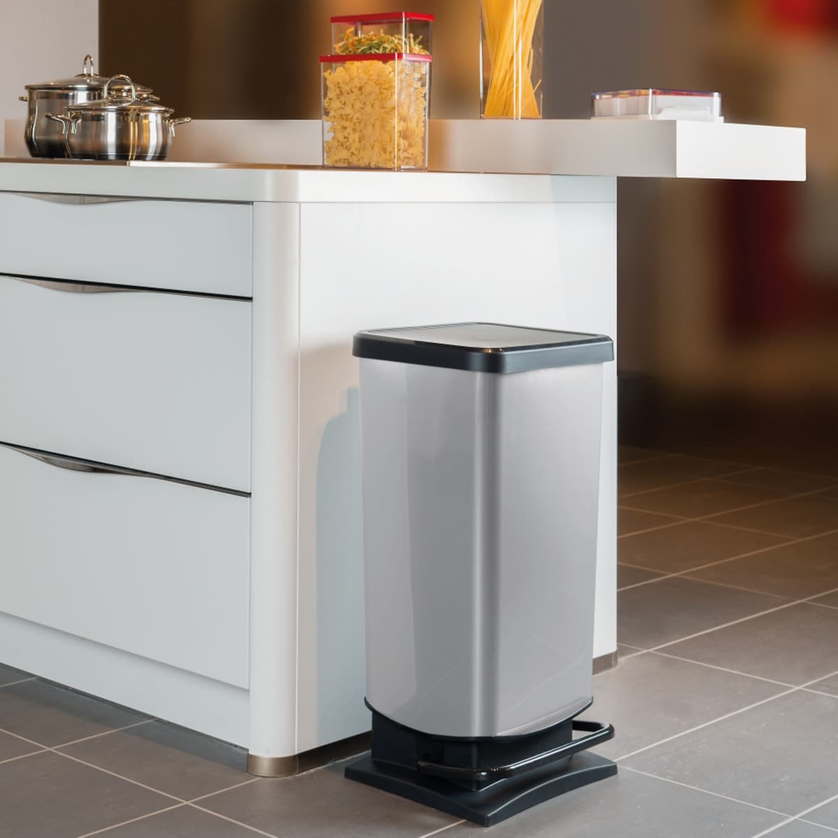 40L DUSTBIN - DELINIA - SIMPLA CARBONE - PLASTIC - best price from Maltashopper.com BR410007636