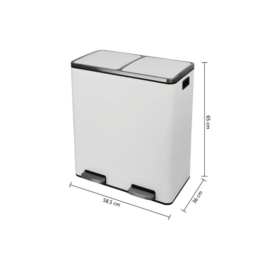 PEDAL BIN 2X30LT, WHITE STEEL, SOFT CLOSING - best price from Maltashopper.com BR470004990