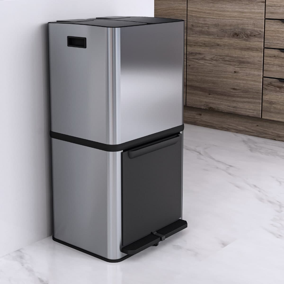 PEDAL BIN 2X15L AND SINGLE CONTAINER 20L, STAINLESS STEEL, SOFT CLOSING - best price from Maltashopper.com BR470004992