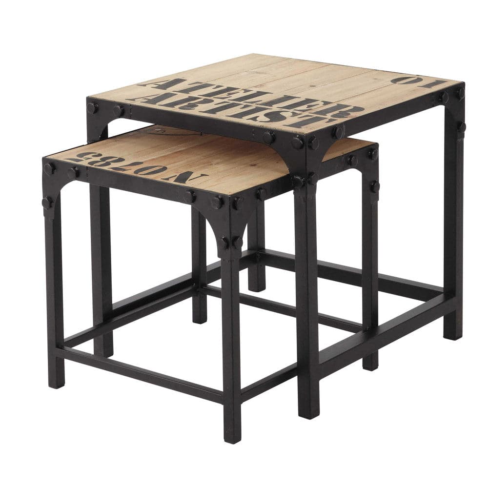 Maisons du Monde Maisons du Monde Docks - 2 undue coffee tables in fir and metal