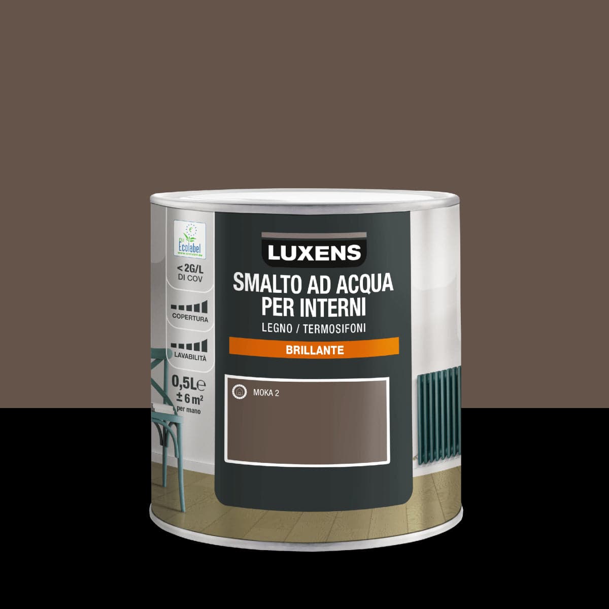 Bricocenter LUXENS MOKA 2 BRILLIANT INTERIOR WATER ENAMEL 500ML