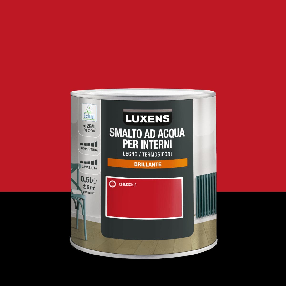 Bricocenter LUXENS CRIMSON 2 BRILLIANT INTERIOR WATER ENAMEL 500ML