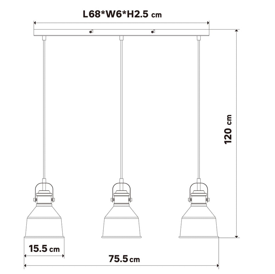 Bricocenter EZIO BLACK METAL CHANDELIER 76X15.5X12CM 3XE27=60W