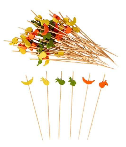 FRUITIES Aperitif sticks set of 50 mixes of 3 colors orange, yellow, greenL 12 cm - best price from Maltashopper.com CS600537