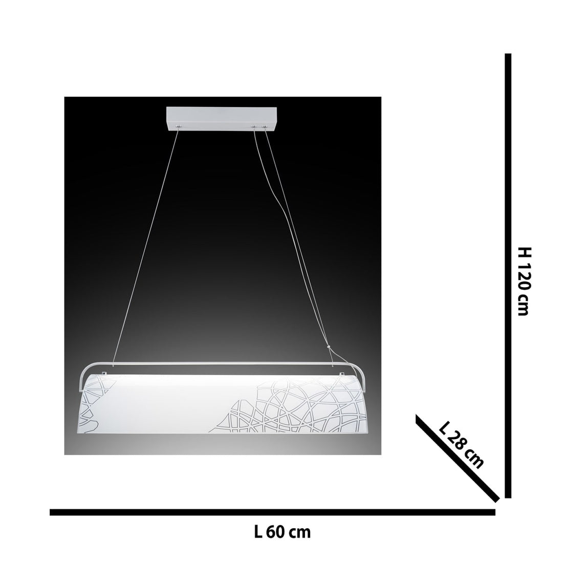SIDNY CHANDELIER WHITE GLASS 120X60CM LED 32W NATURAL LIGHT - best price from Maltashopper.com BR420008513