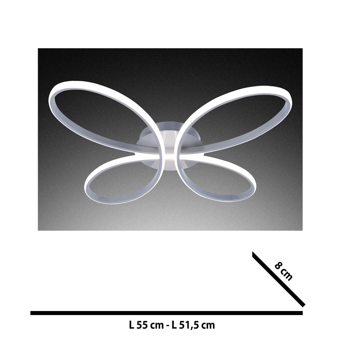Bricocenter CEILING LIGHT BUTTERFLY ALUMINIUM WHITE D55 CM LED 38W CCT DIMMABLE