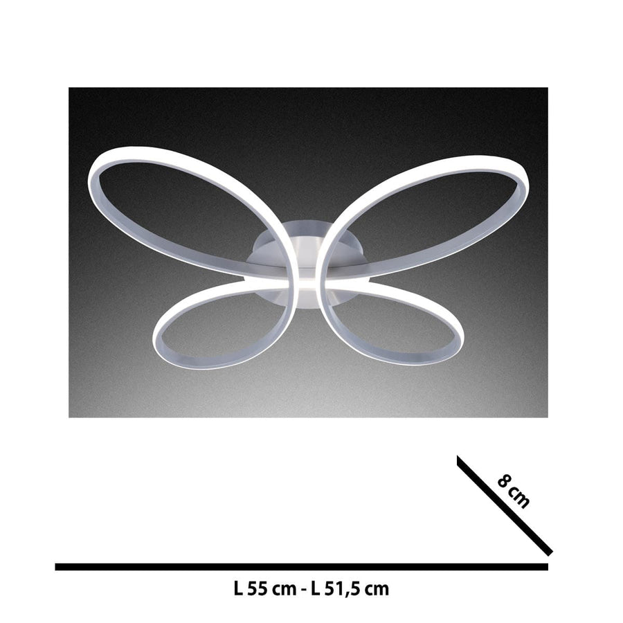 Bricocenter CEILING LIGHT BUTTERFLY ALUMINIUM WHITE D55 CM LED 38W CCT DIMMABLE