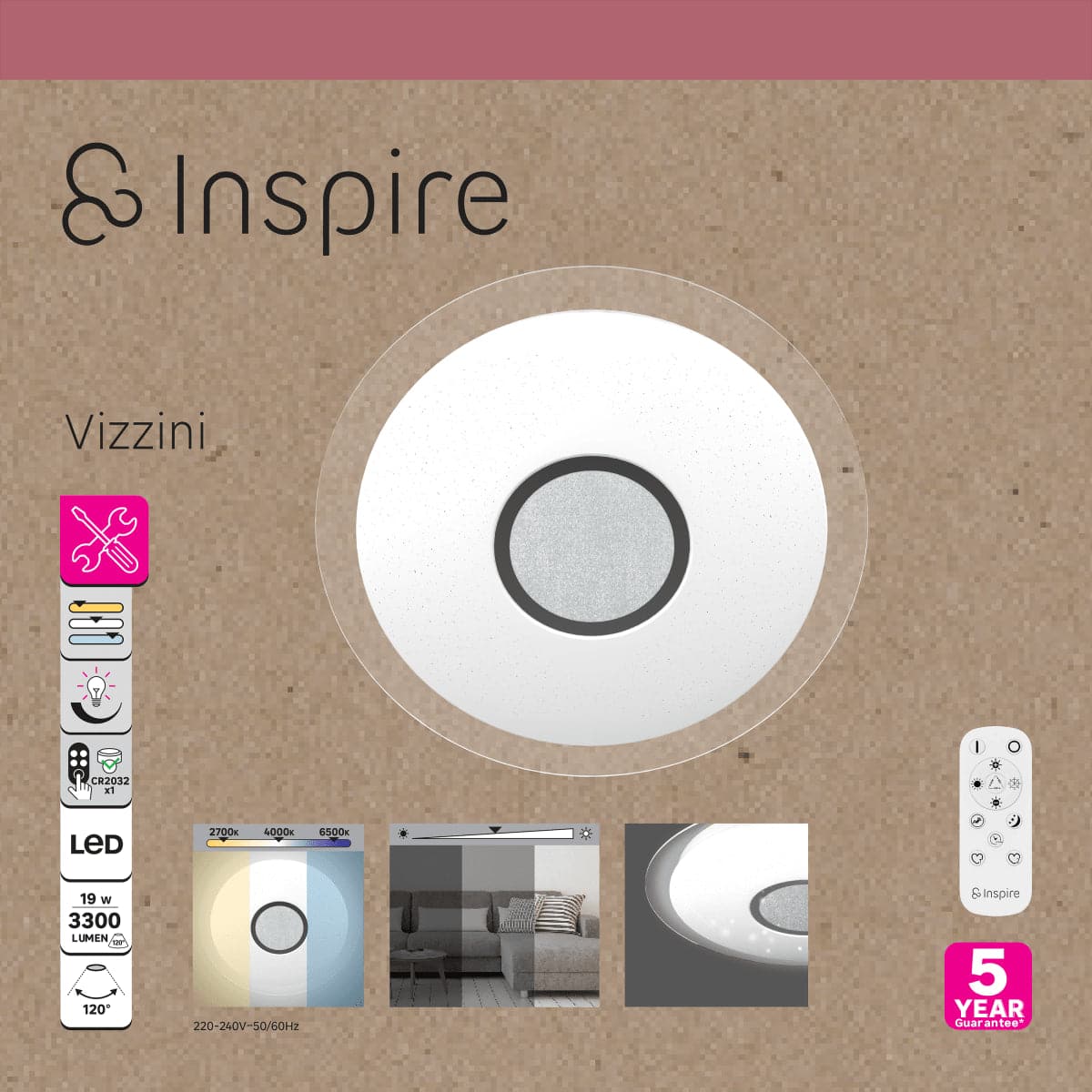 CEILING LIGHT VIZZINI METAL WHITE D40 LED 19W CCT DIMMABLE - best price from Maltashopper.com BR420007738