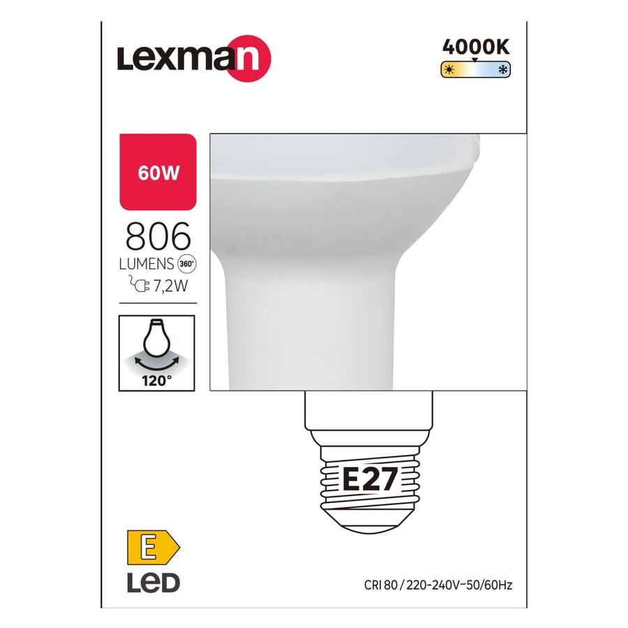 Bricocenter LED BULB E27 =60W R63 NATURAL LIGHT
