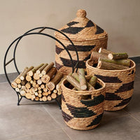 GUATEMALA Black basket, natural H 38 cm - Ø 41 cm - best price from Maltashopper.com CS611135