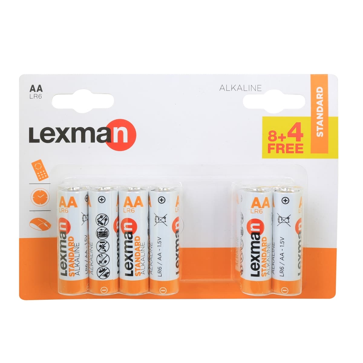 8 + 4 FREE AA ALKALINE BATTERIES