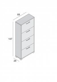 SHOE CABINET 4 DOORS 24 PAIRS W67 D28 H147CM CONCRETE WHITE - best price from Maltashopper.com BR440001797