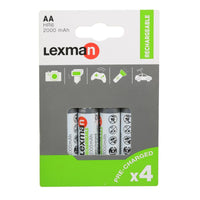 4 LEXMAN AA RECHARGEABLE BATTERIES