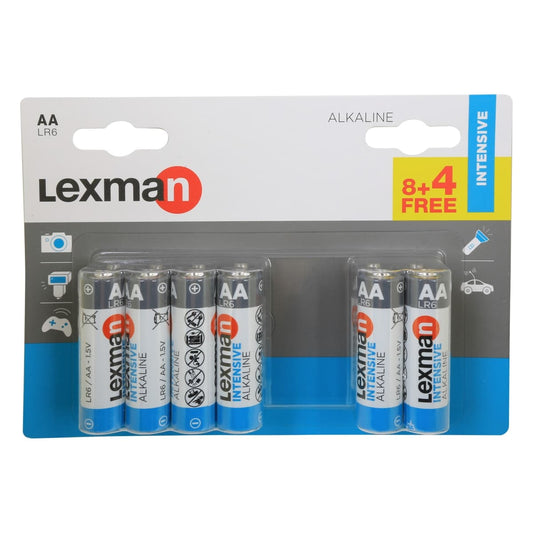 8 + 4 FREE AA ALKALINE BATTERIES IN LEXMAN