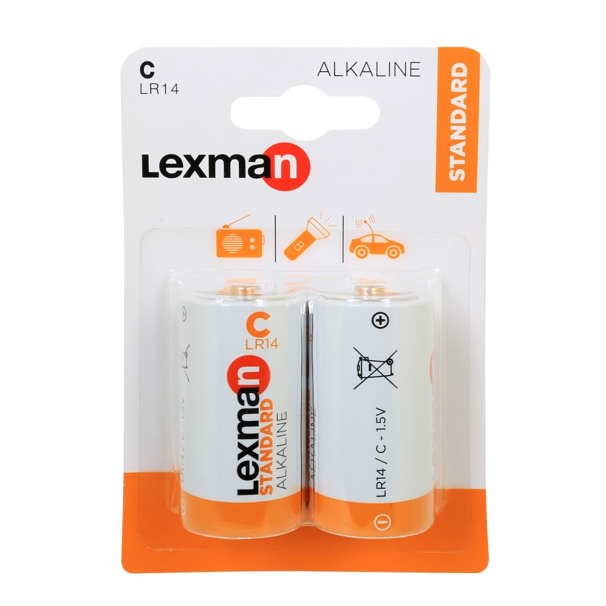 2 STANDARD HALF ALKALINE C BATTERIES