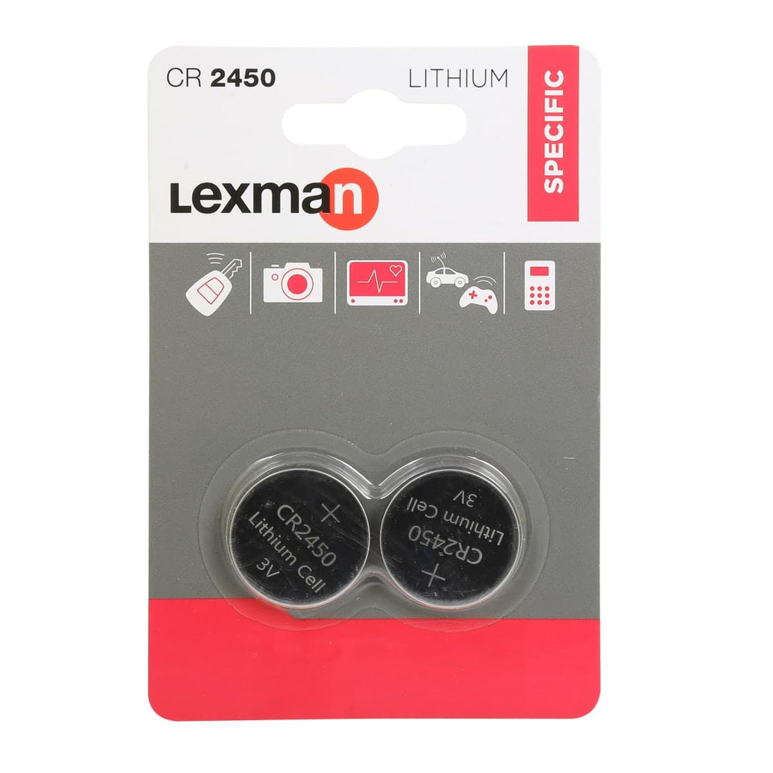 2 X LEXMAN CR2450 LITHIUM BATTERIES