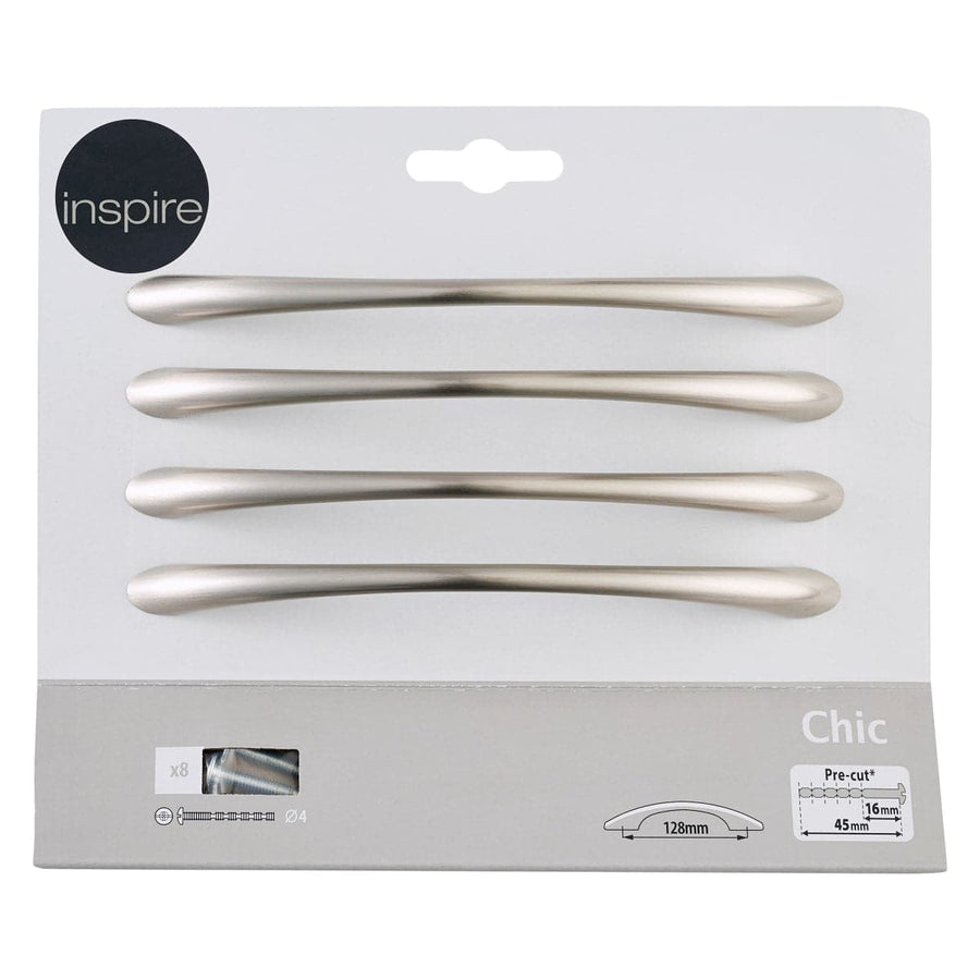 CHIC HANDLE LENGTH 128 MM BRUSHED NICKEL, 4 PIECES - best price from Maltashopper.com BR410005803
