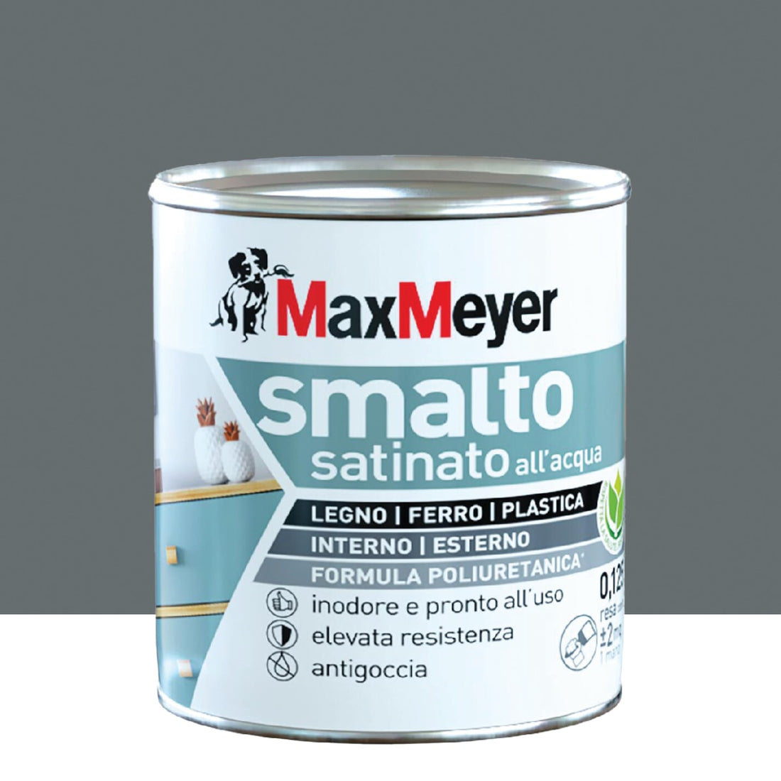 SMOKY GREY SATIN POLYURETHANE WATER ENAMEL 125 ML - best price from Maltashopper.com BR470005148