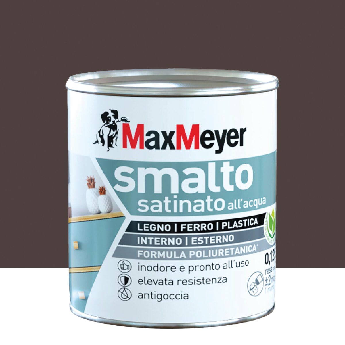 BROWN SATIN POLYURETHANE WATER-BASED ENAMEL 125 ML - best price from Maltashopper.com BR470005147