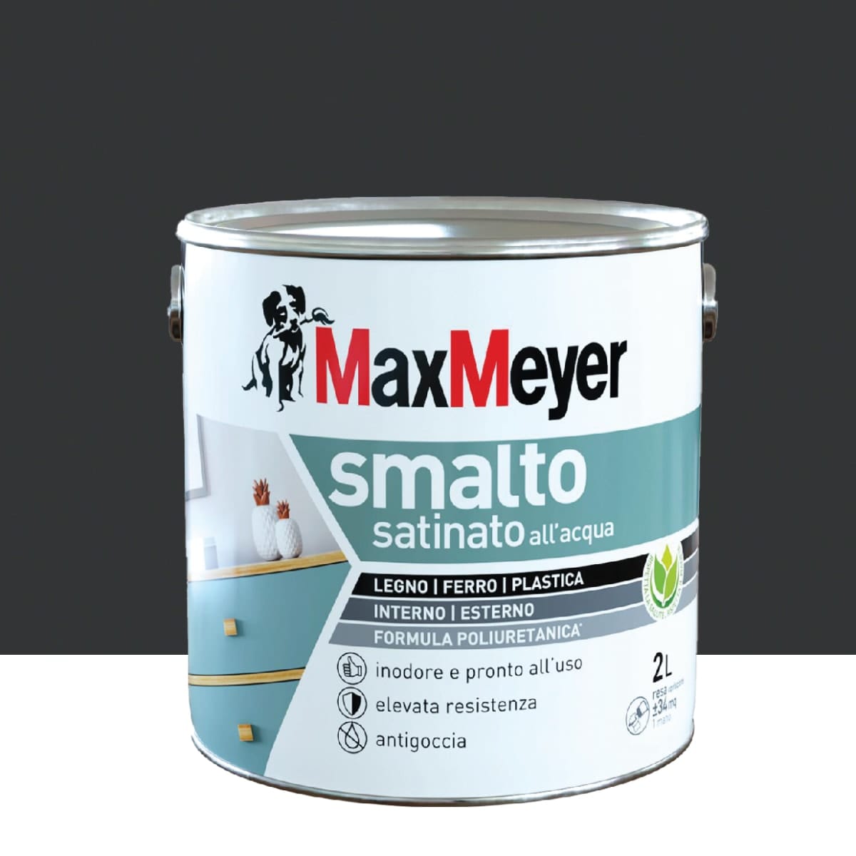 Bricocenter SATIN BLACK POLYURETHANE WATERBORNE ENAMEL 2 L