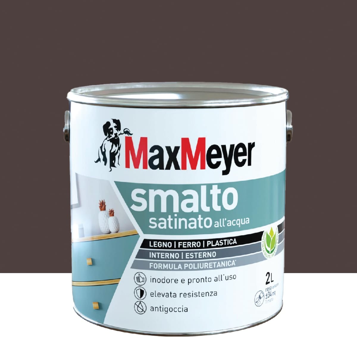 Bricocenter BROWN SATIN POLYURETHANE WATERBORNE ENAMEL 2 L