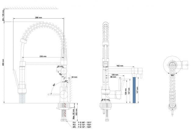 CANDY/ALAIN SPRING-LOADED SINK MIXER WITH CHROME HAND SHOWER - best price from Maltashopper.com BR430110469