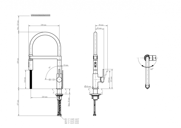 HOLLY MIXER HIGH SPOUT FLEXIBLE SPOUT CHROME/BLACK - best price from Maltashopper.com BR430006503