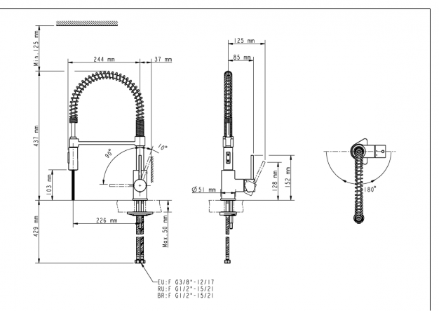 SWEET/THOMAS SPRING-LOADED SINK MIXER WITH CHROME HAND SHOWER - best price from Maltashopper.com BR430110468