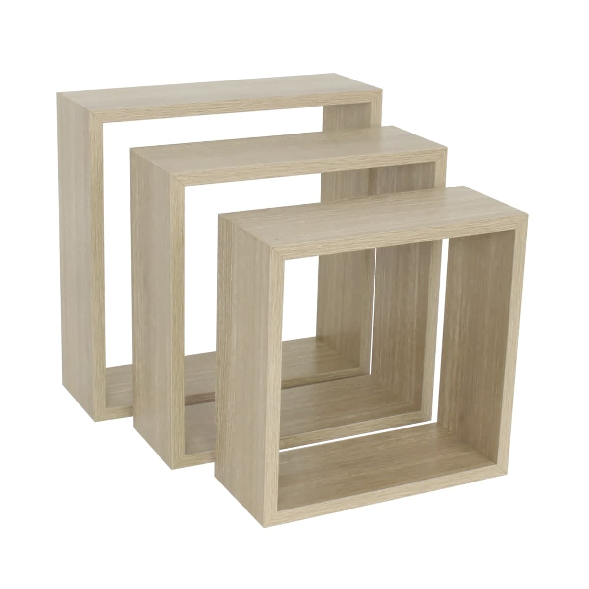 SET 3 CUBES W30xD10xH30CM WOOD COLOUR NATURAL OAK