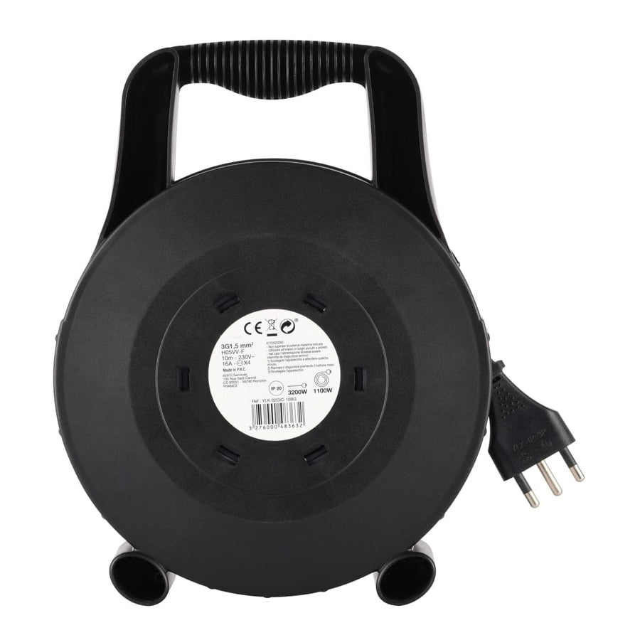 Bricocenter CABLE REEL 10MT PLUG 16A 4 UNIVERSAL SOCKETS WITH THERMAL CIRCUIT BREAKER