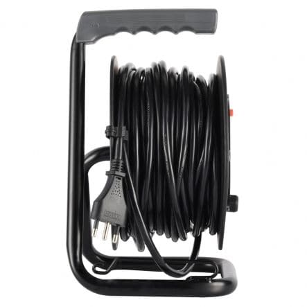 Bricocenter CABLE REEL 25 M CABLE H05VV-F 3G1,5 PLUG 16A 4 UNIVERSAL SOCKETS WITH THERMAL CIRCUIT BREAKER