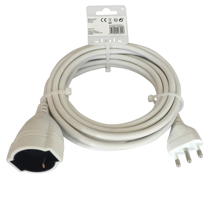 INDOOR EXTENSION CABLE 5 M 10/16A PLUG WHITE - best price from Maltashopper.com BR420005181