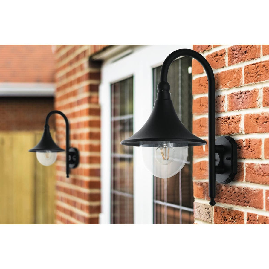 PAVIA ALUMINIUM WALL LIGHT BLACK 24X48X34 CM E27=42 W IP44 - best price from Maltashopper.com BR420004591