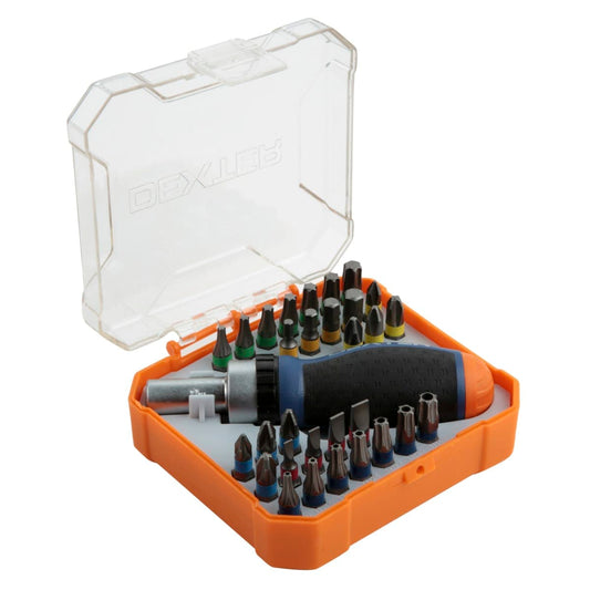 DEXTER RATCHET SCREWDRIVER +30 BITS - best price from Maltashopper.com BR400001554