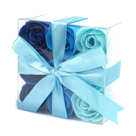 Bliss Set of 9 Soap Flowers - Blue Wedding Roses