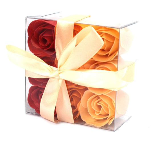 Bliss Set of 9 Soap Flower Box - Peach Roses