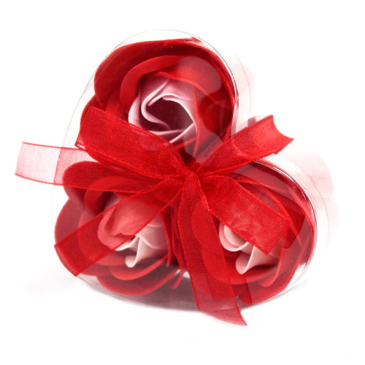 Bliss Set of 3 Soap Flower Heart Box - Red Roses
