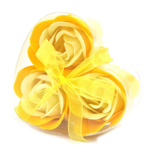 Bliss Set of 3 Soap Flower Heart Box - Spring Roses