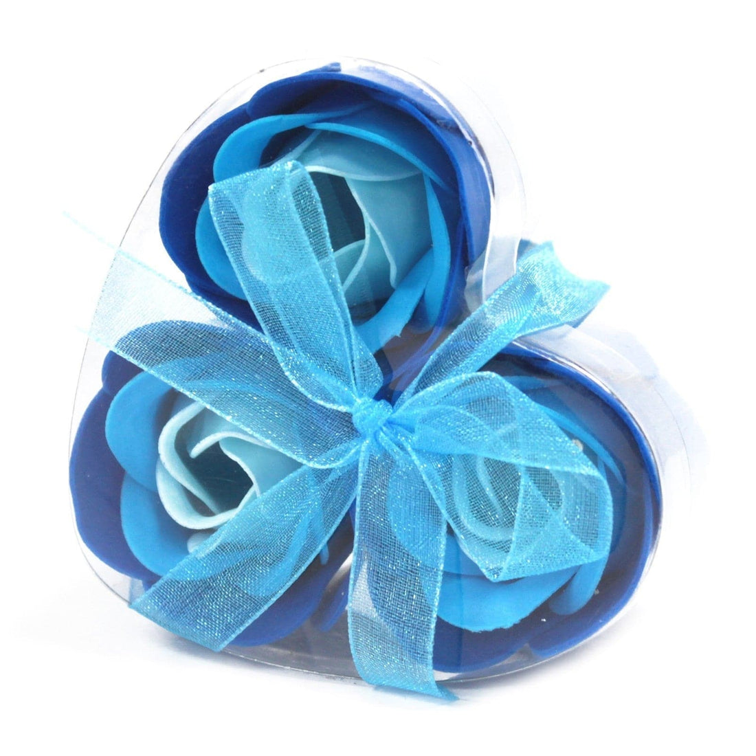 Set of 3 Soap Flower Heart Box - Blue Wedding Roses - best price from Maltashopper.com LSF-16