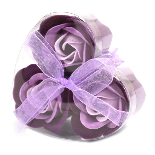 Bliss Set of 3 Soap Flower Heart Box - Lavender Roses