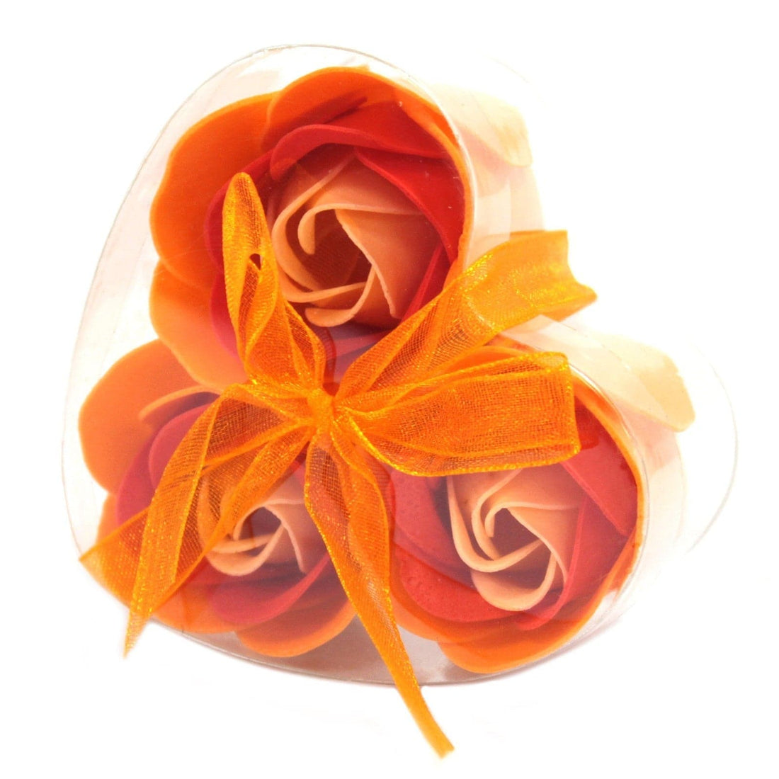 Set of 3 Soap Flower Heart Box - Peach Roses - best price from Maltashopper.com LSF-18
