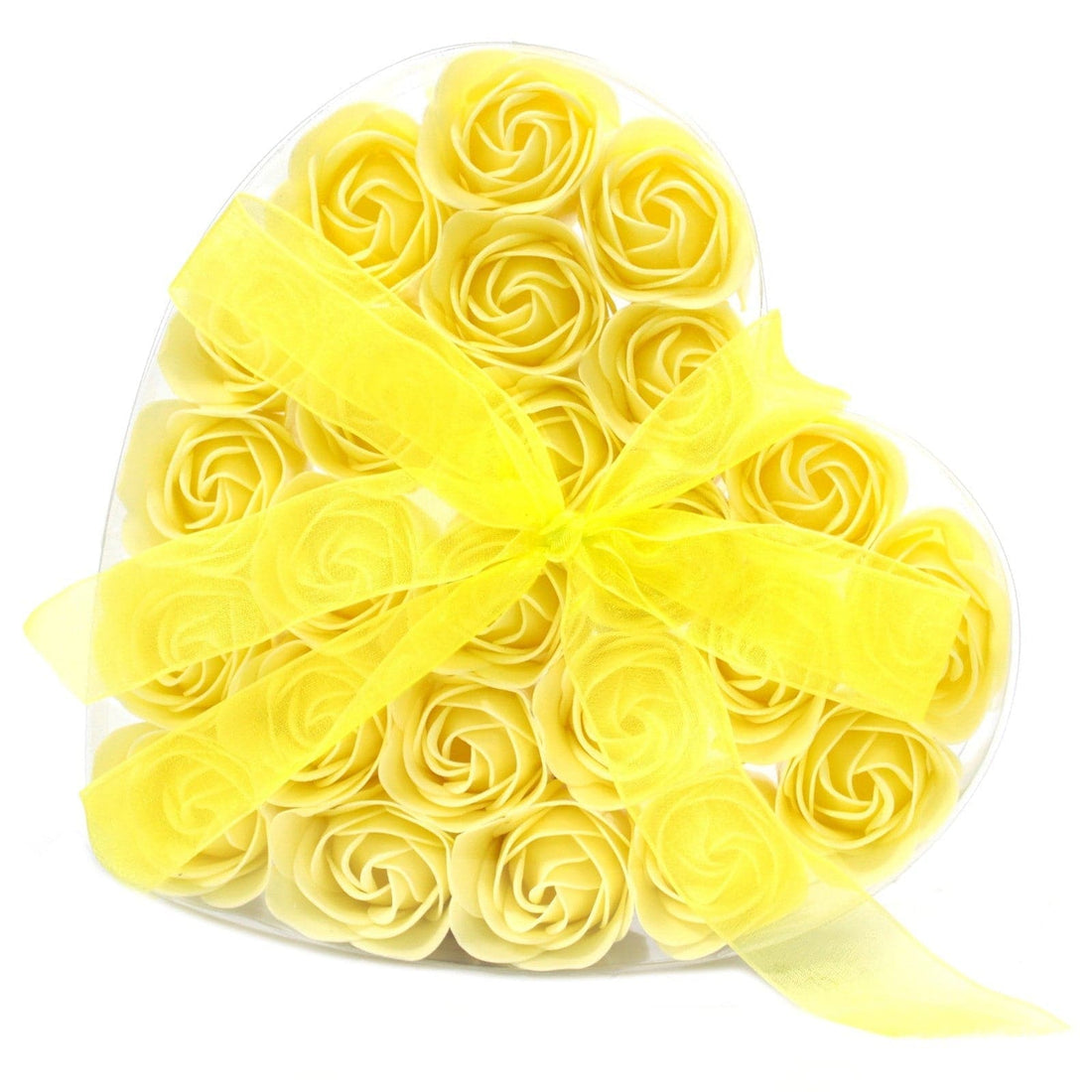 Set of 24 Soap Flower Heart Box - Yellow Roses - best price from Maltashopper.com LSF-21