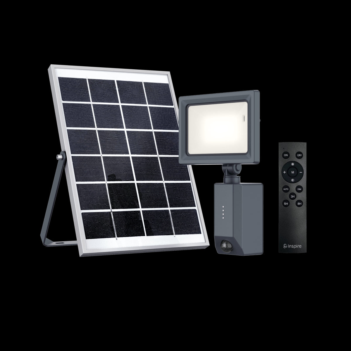 YONKERS SOLAR PROJECTOR PLASTIC BLACK LED 126W NATURAL LIGHT IP54