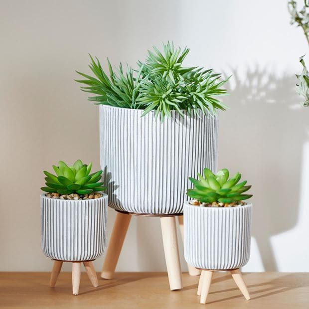 STRIPE Fake succulent in multicolored pot H 14 cm - Ø 7,5 cm - best price from Maltashopper.com CS633675