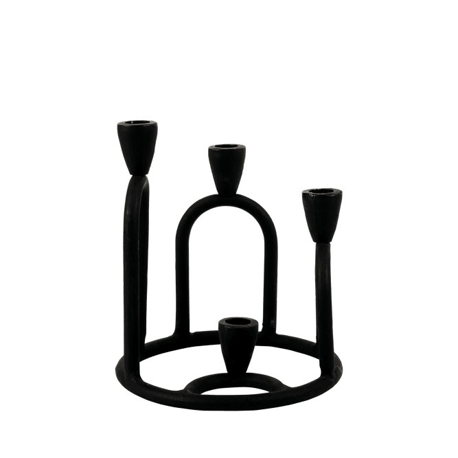 RINGS Candlestick for 4 black candles H 22 cm - Ø 19 cm