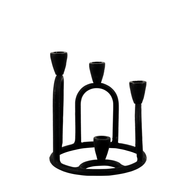 RINGS Candlestick for 4 black candles H 22 cm - Ø 19 cm - best price from Maltashopper.com CS674863