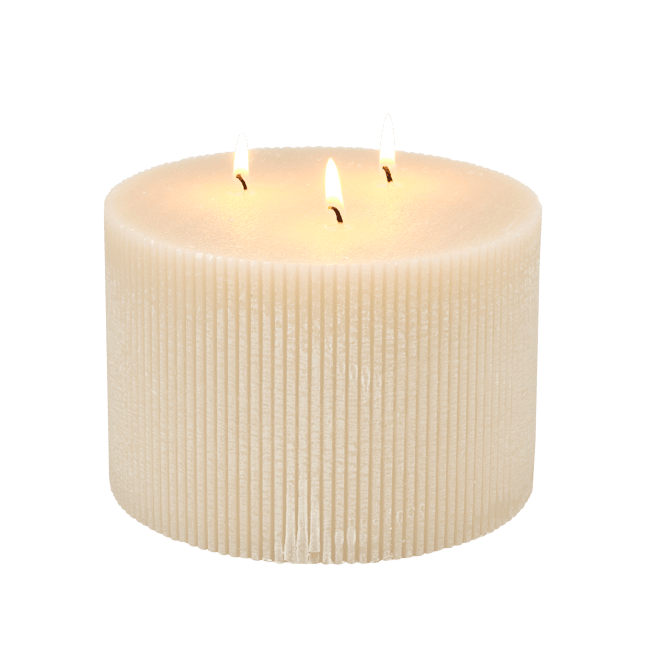 RUSTIC Beige wavy candle H 10 cm - Ø 15 cm