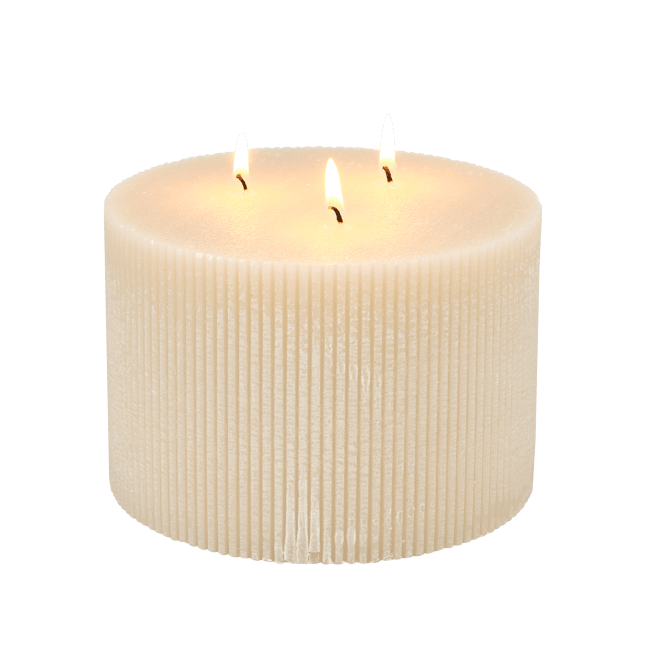 Casa RUSTIC Beige wavy candle, H 10 cm - Ø 15 cm