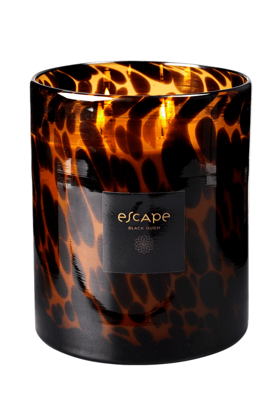 OUDH Scented candle in black, brown, ocher pot H 16.5 cm - Ø 14.5 cm - best price from Maltashopper.com CS675997